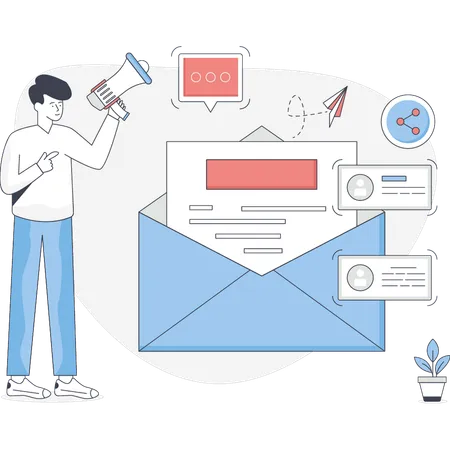 Man checking business email  Illustration