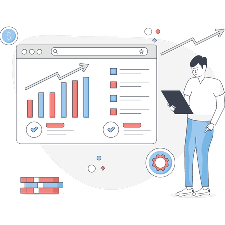 Man checking business graph  Illustration