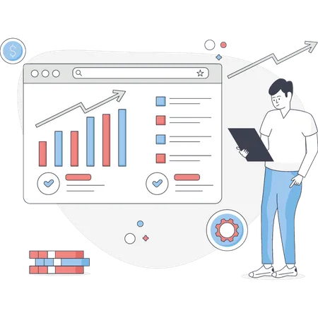 Man checking business graph  Illustration