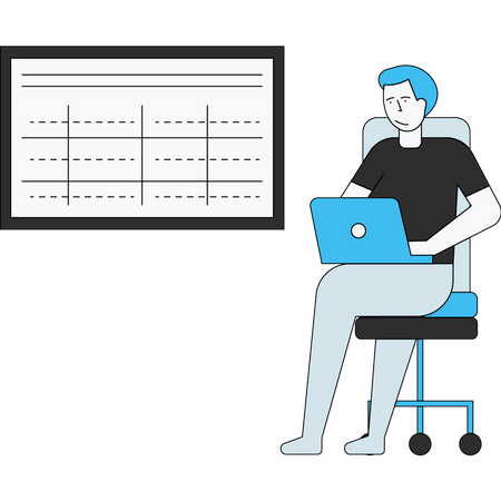 Man checking business schedule  Illustration