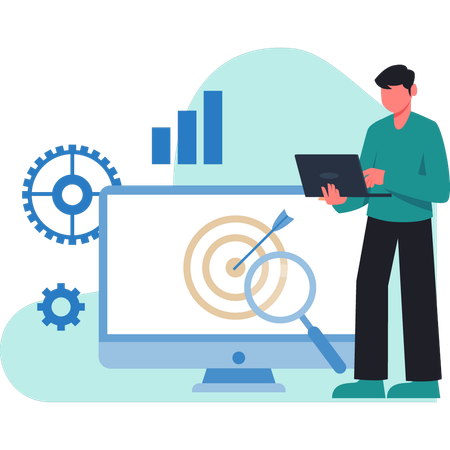 Man checking business target  Illustration