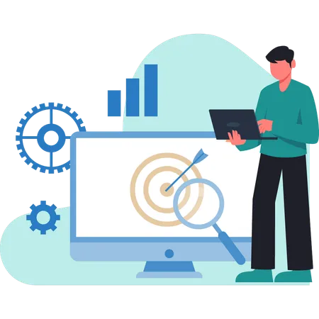 Man checking business target  Illustration