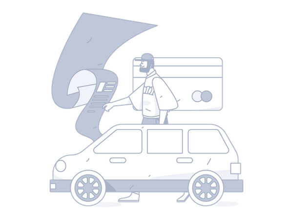 Man checking car insurance paper  Illustration