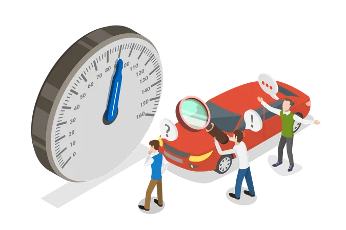 Man checking  car Speedometer  Illustration