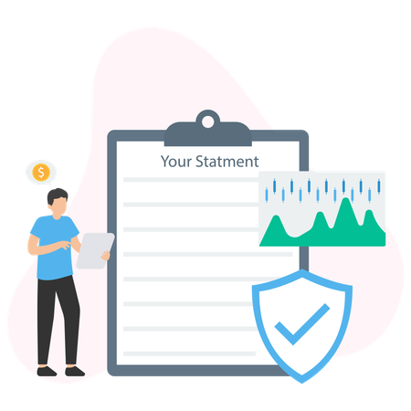 Man Checking Cash Statement  Illustration