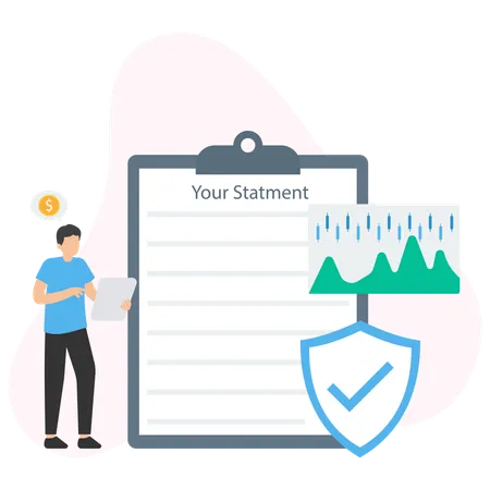 Man Checking Cash Statement  Illustration