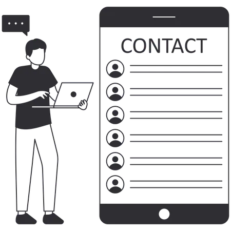 Man checking contact list  Illustration