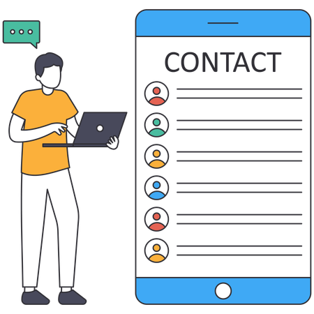 Man checking contact list  Illustration