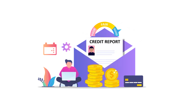 Man checking credit report  Illustration