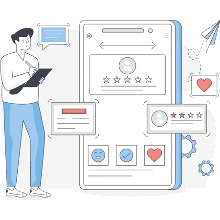 Man Checking Customer Rating  Illustration