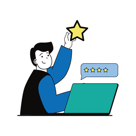 Man checking customer rating survey  Illustration