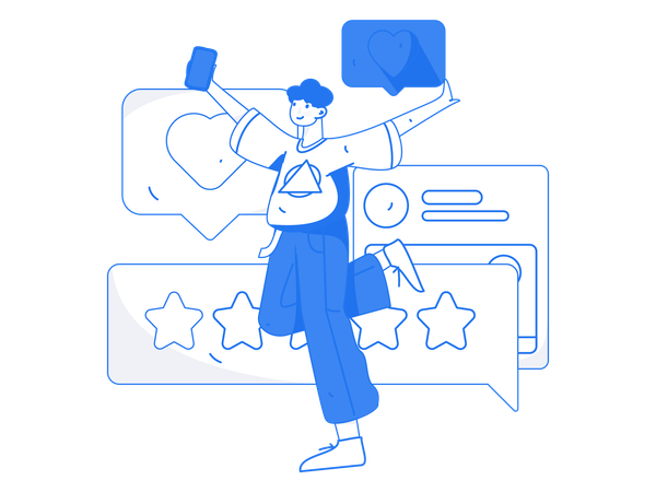 Man checking customer review  Illustration