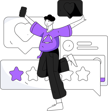 Man checking customer review  Illustration