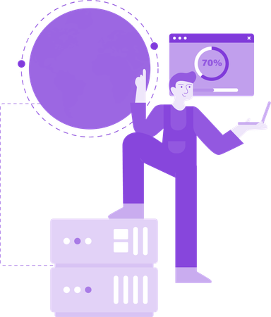 Man Checking Data Upload Progress  Illustration