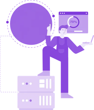 Man Checking Data Upload Progress  Illustration
