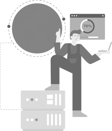 Man Checking Data Upload Progress  Illustration