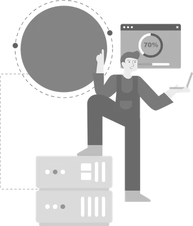 Man Checking Data Upload Progress  Illustration