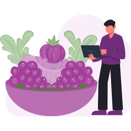 Man  checking diet plan  Illustration