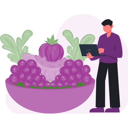 Man  checking diet plan  Illustration