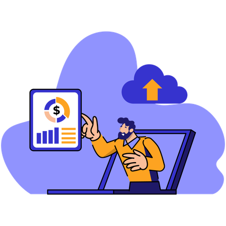 Man Checking digital financial chart  Illustration