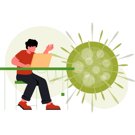 Man checking disease through virus  Illustration