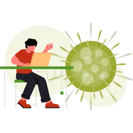 Man checking disease through virus  Illustration