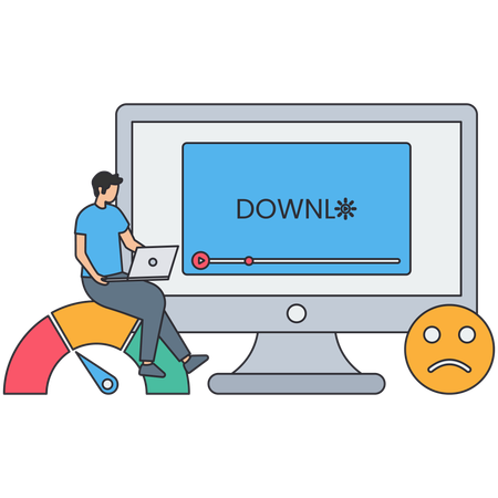 Man checking download Speed  Illustration