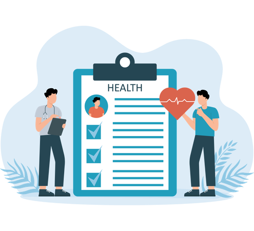 Man checking employee health report  Illustration