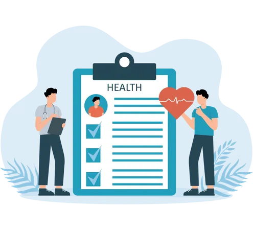 Man checking employee health report  Illustration