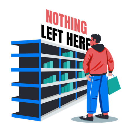 Man Checking Empty Shelves  Illustration