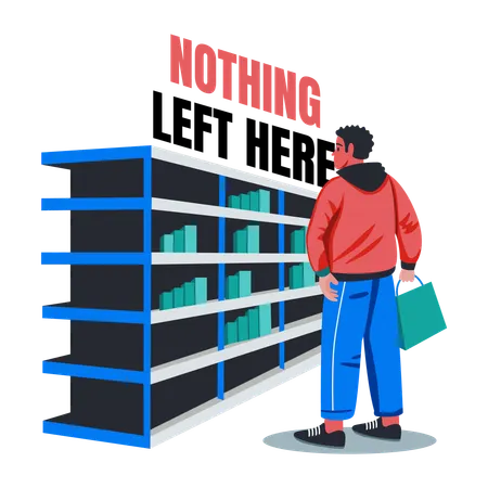 Man Checking Empty Shelves  Illustration