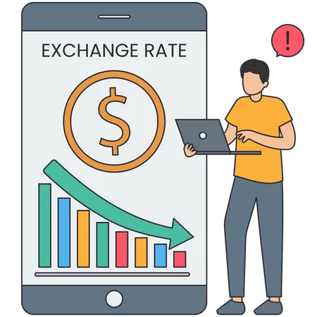 Man checking Exchange Rate  Illustration