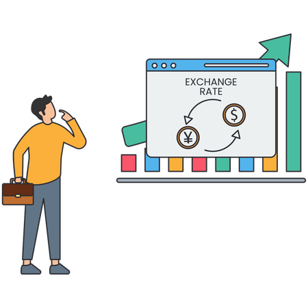 Man checking exchange rate  Illustration