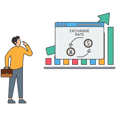 Man checking exchange rate  Illustration