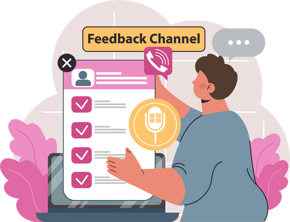 Man checking feedback channel  Illustration