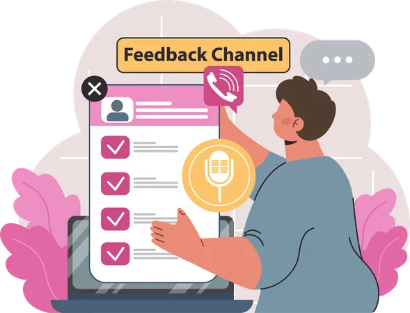 Man checking feedback channel  Illustration