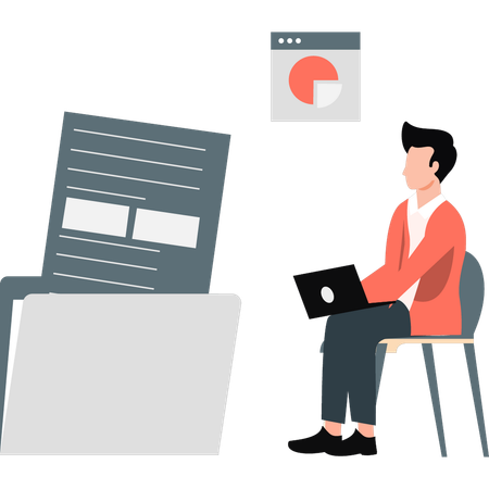 Man checking file data  Illustration