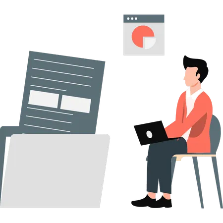 Man checking file data  Illustration