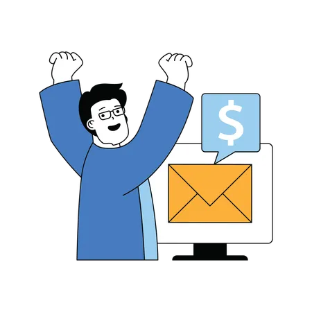 Man checking finance mail  Illustration