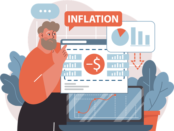 Man checking financial inflation  Illustration