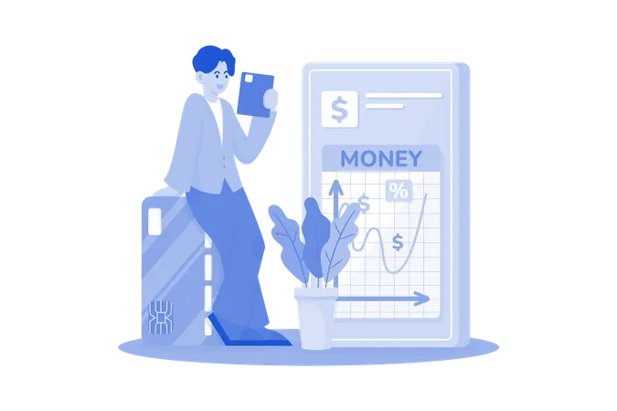 Man Checking Financial Report Illustration Concept A Flat Illustration Isolated On White Background Illustration