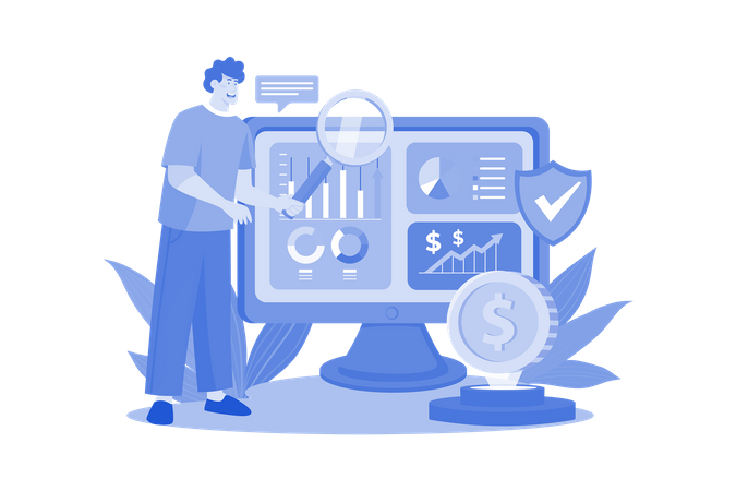 Man-Checking Financial Report  Illustration