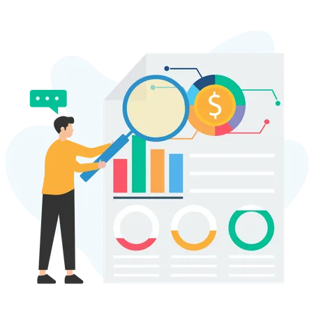 Man Checking Financial Statement  Illustration