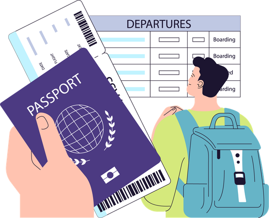 Man checking flight schedule  Illustration