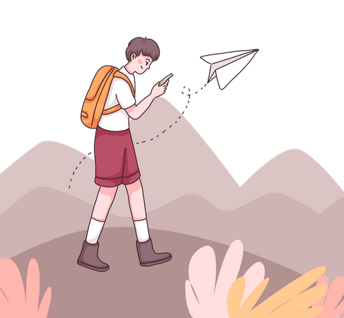 Man checking flight status  Illustration