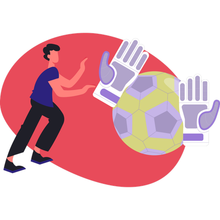Man checking football glove  Illustration