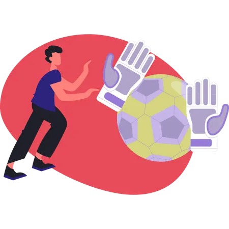 Man checking football glove  Illustration