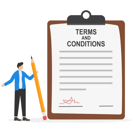 Man checking form and agree with terms and conditions  Illustration