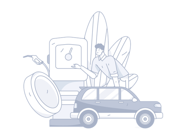 Man checking fuel pointer  Illustration