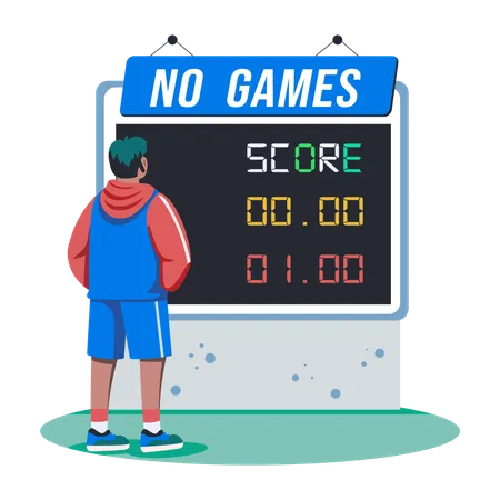 Man Checking game Scoreboard  Illustration